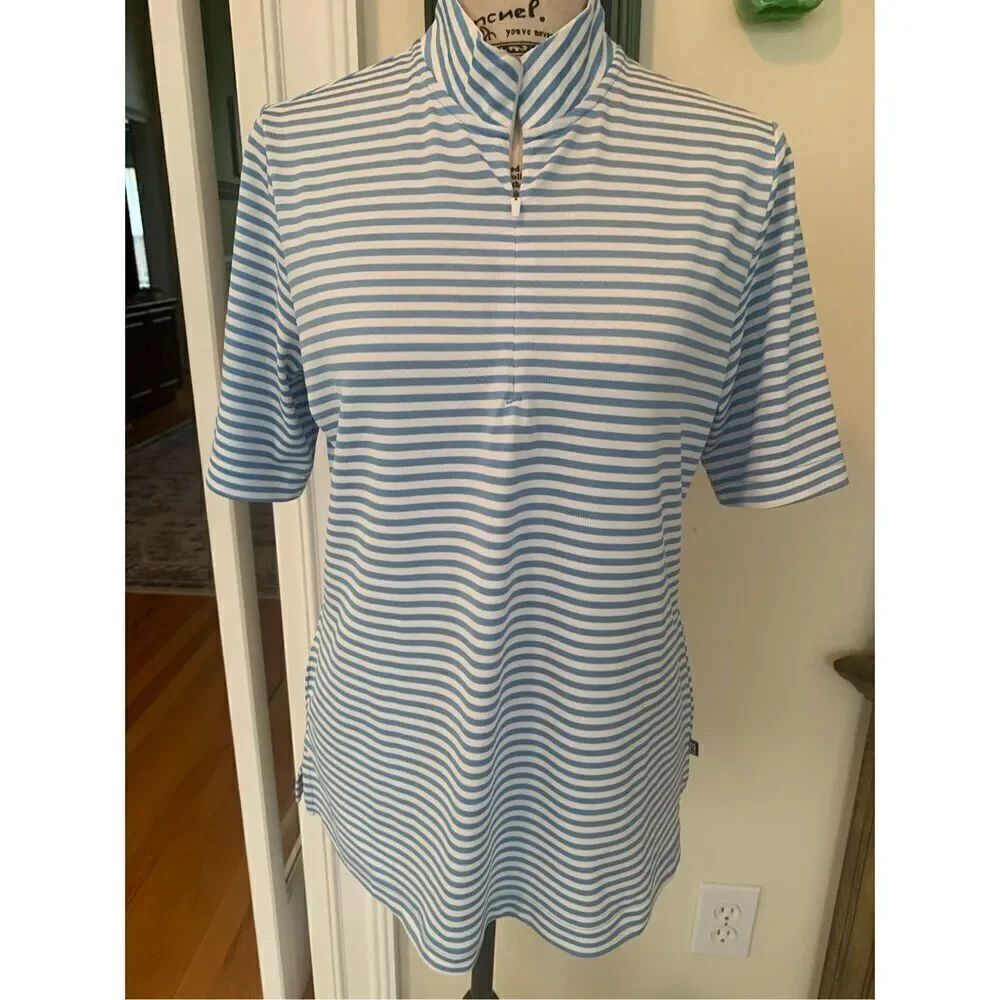 Women's Cutter & Buck Light Blue Vault DryTec Virtue Eco Pique Stripe